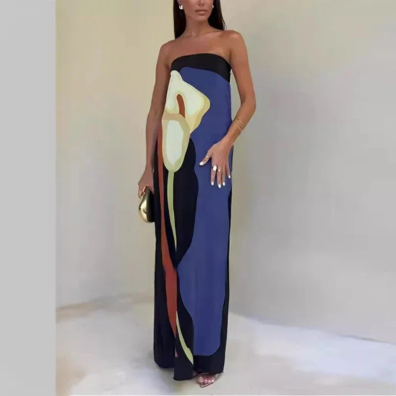 Lilia™ - Abstract Strapless Maxi Dress - Bandorial