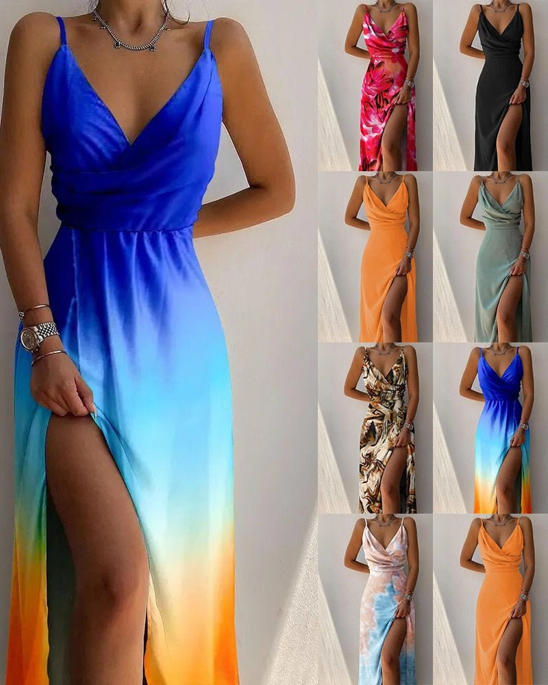 Women's Cocktail Cowl Neck Spaghetti Strap Maxi Dress in Pink