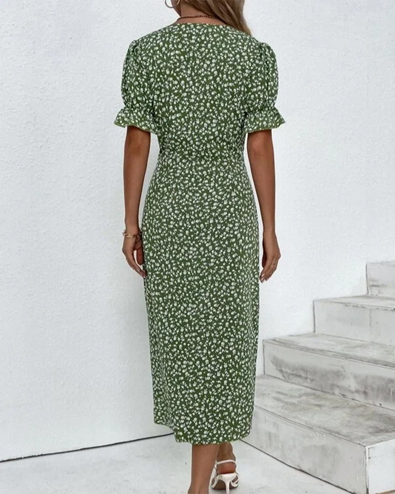 Giselle™ - Floral V-Neck Dress - Bandorial