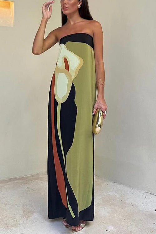 Lilia™ - Abstract Strapless Maxi Dress - Bandorial