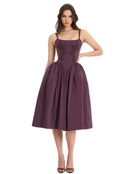 Cocktail floral embroidered midi dress