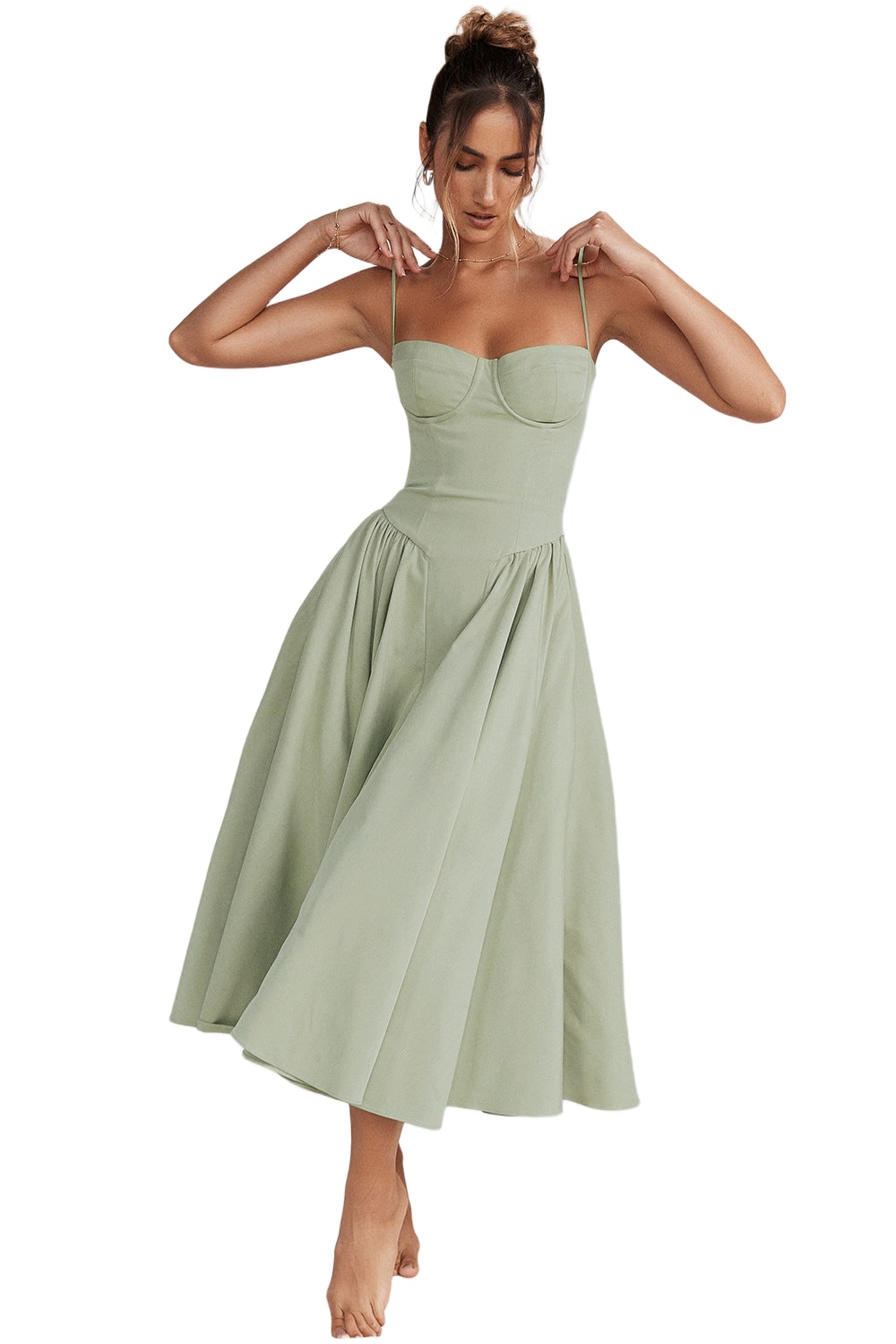 Corset midi dress with adjustable straps