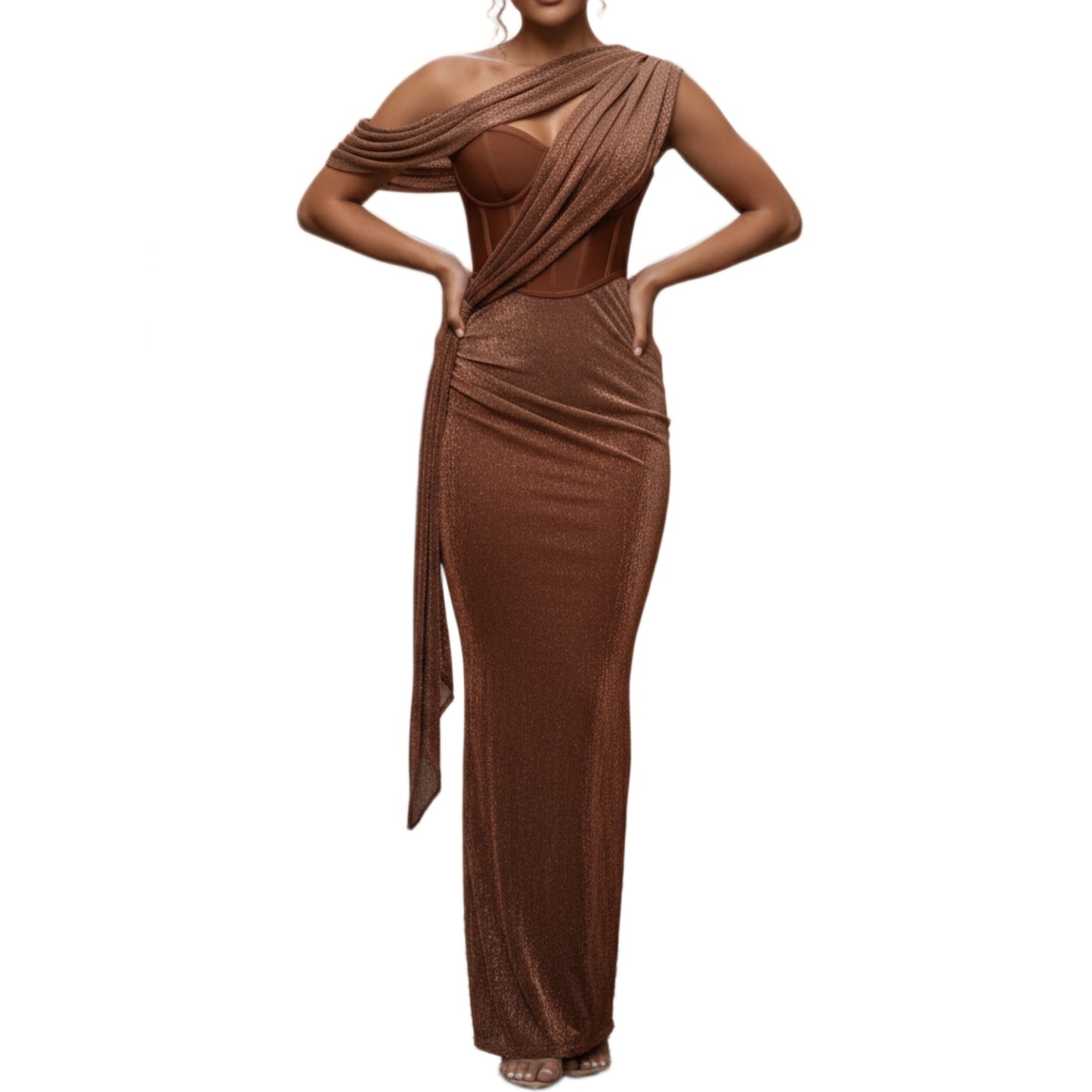 Formal one shoulder maxi dress