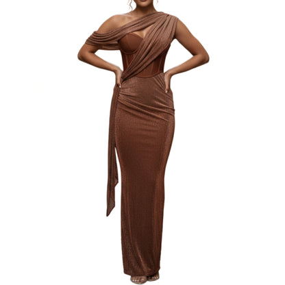 Formal one shoulder maxi dress