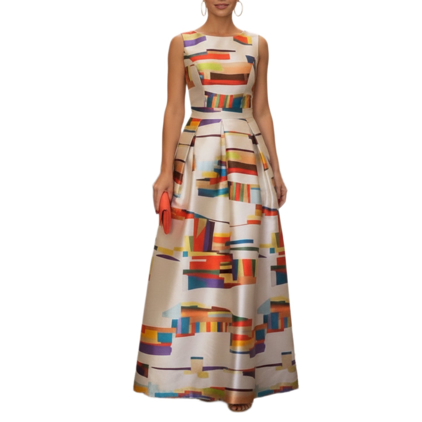 Formal printed sleeveless maxi dress