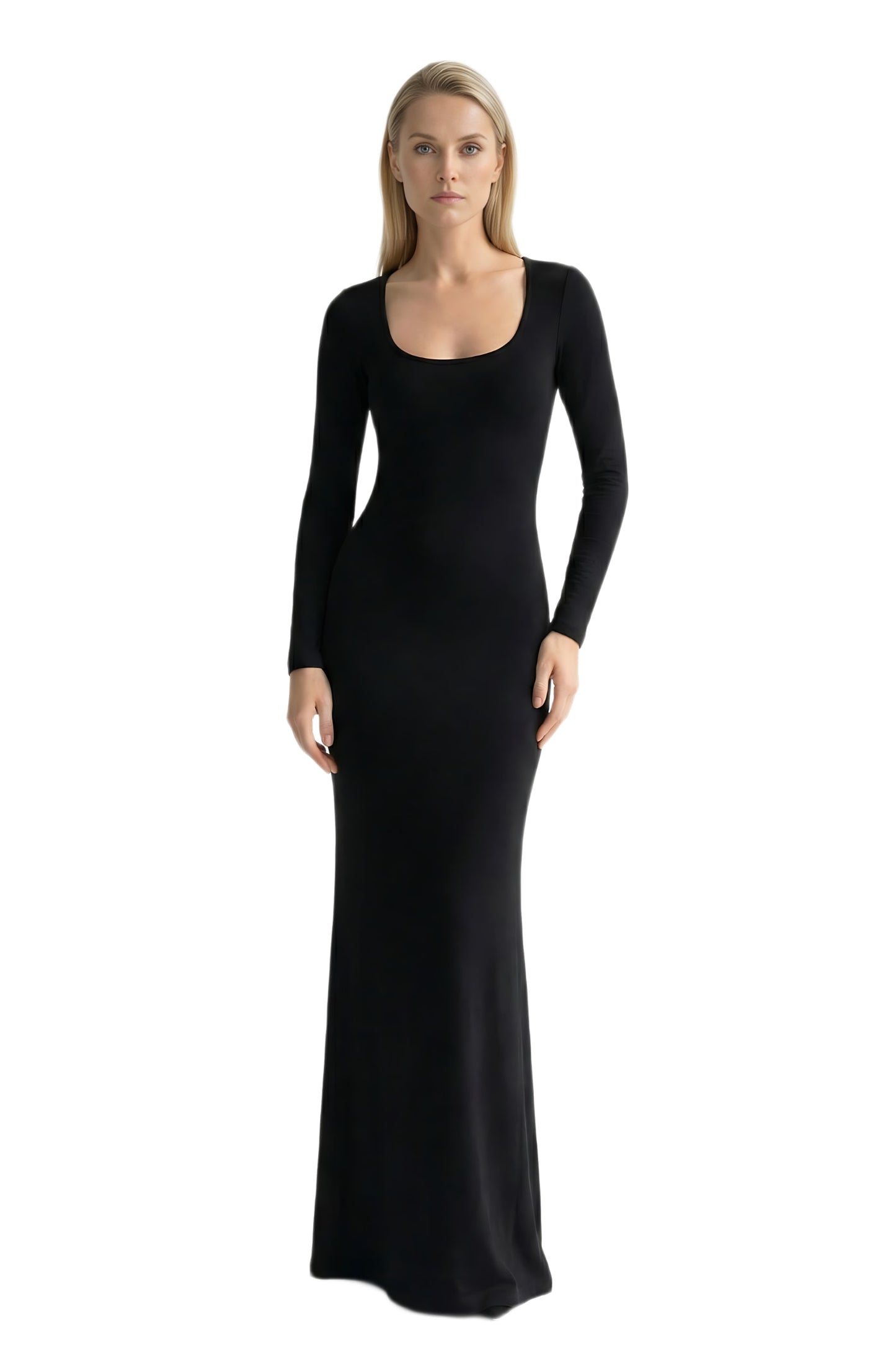 Formal square neck long sleeve maxi dress