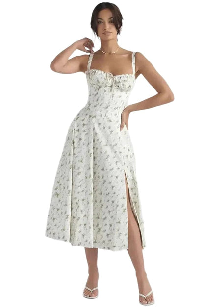 Garden party floral corset midi dress