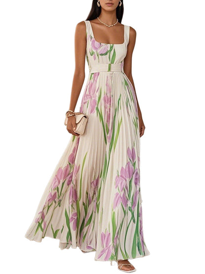 Garden party floral sleeveless maxi dress