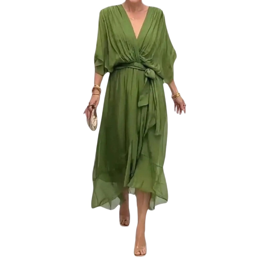 Holiday v neck midi wrap dress