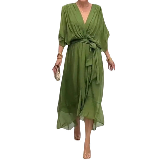 Holiday v neck midi wrap dress