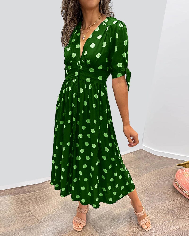 Melody™ - Polka Dots V-Neck Dress - Bandorial