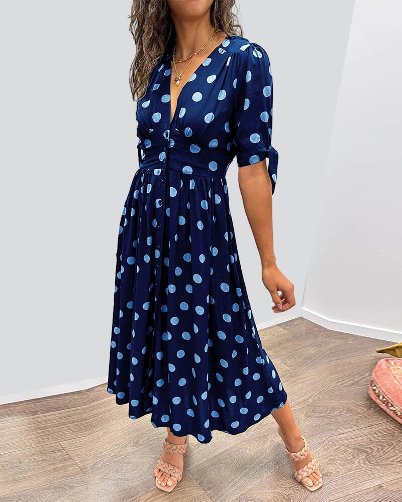 Melody™ - Polka Dots V-Neck Dress - Bandorial