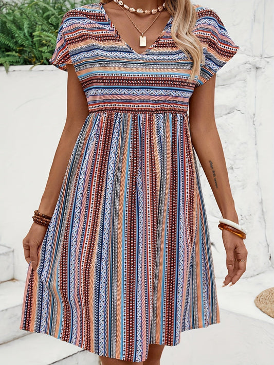 Agnes™ - Striped Boho Style Dress - Bandorial
