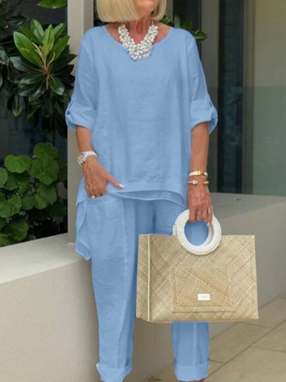 Danni - Round Neck 2 Piece Casual Suit