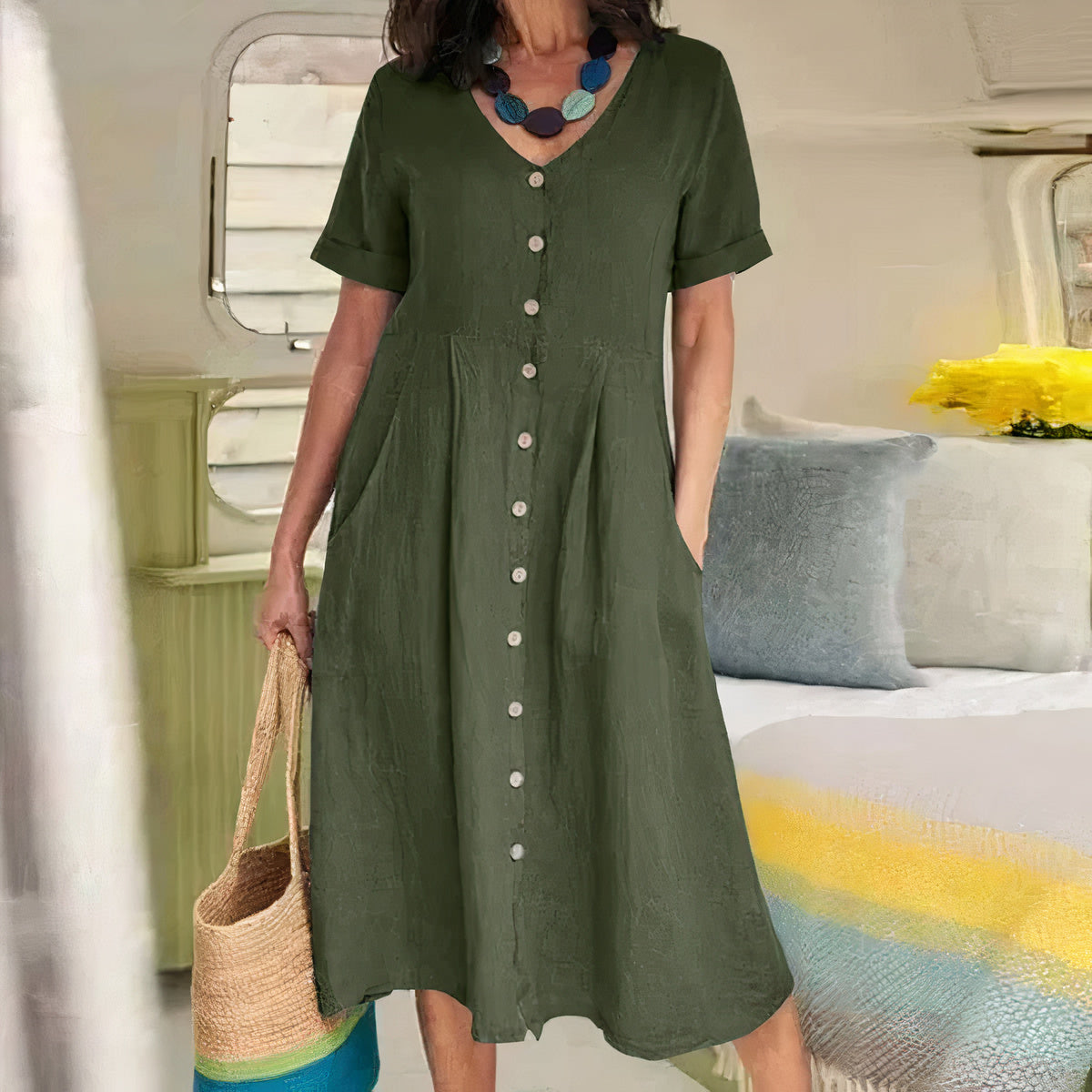 Yasmin™ - Effortless Buttoned Dress - Bandorial