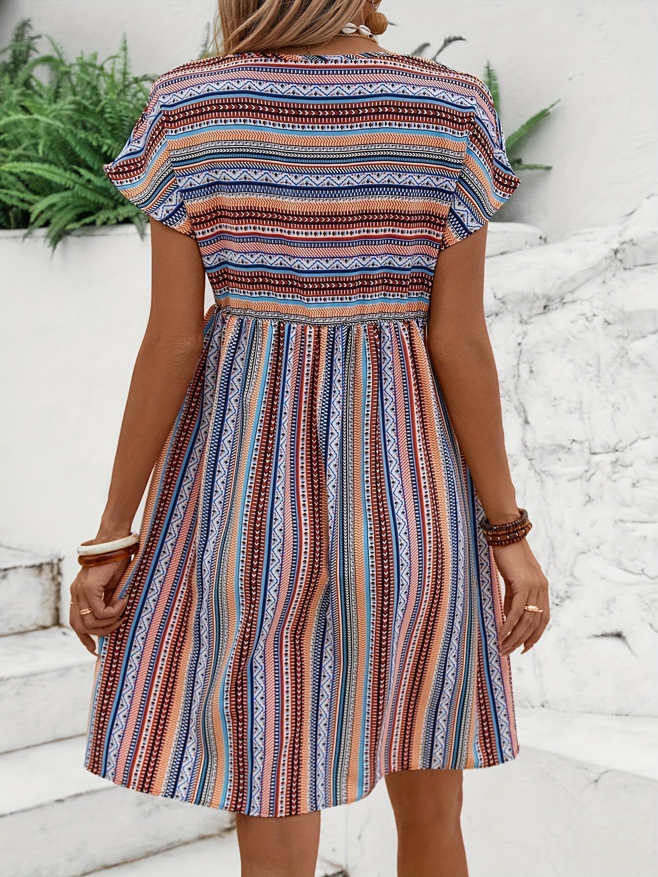 Agnes™ - Striped Boho Style Dress - Bandorial