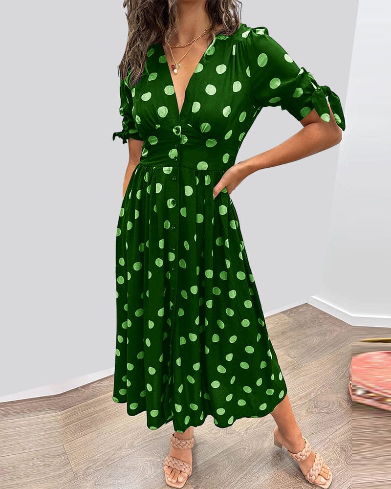Melody™ - Polka Dots V-Neck Dress - Bandorial