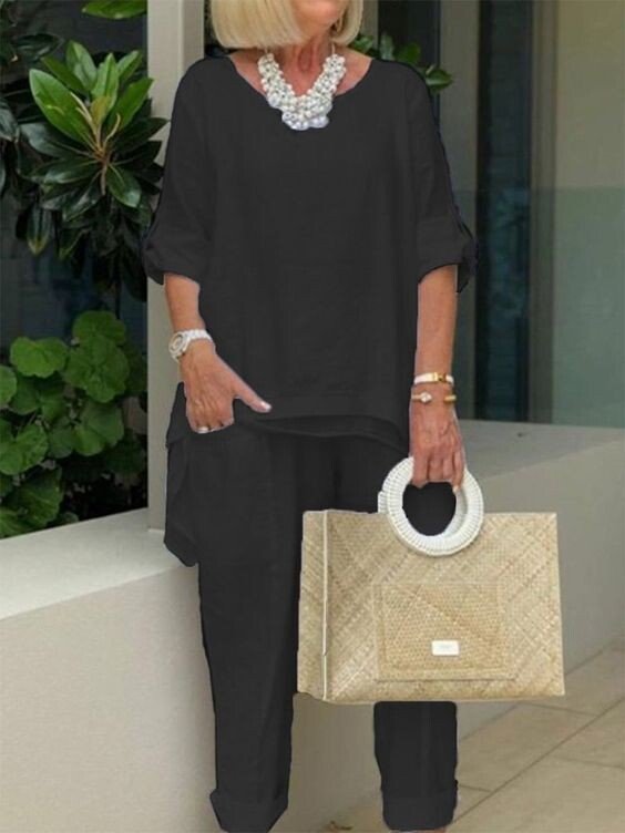 Danni - Round Neck 2 Piece Casual Suit