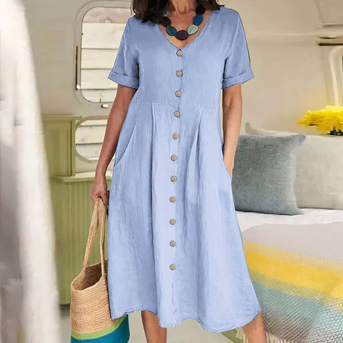 Yasmin™ - Effortless Buttoned Dress - Bandorial