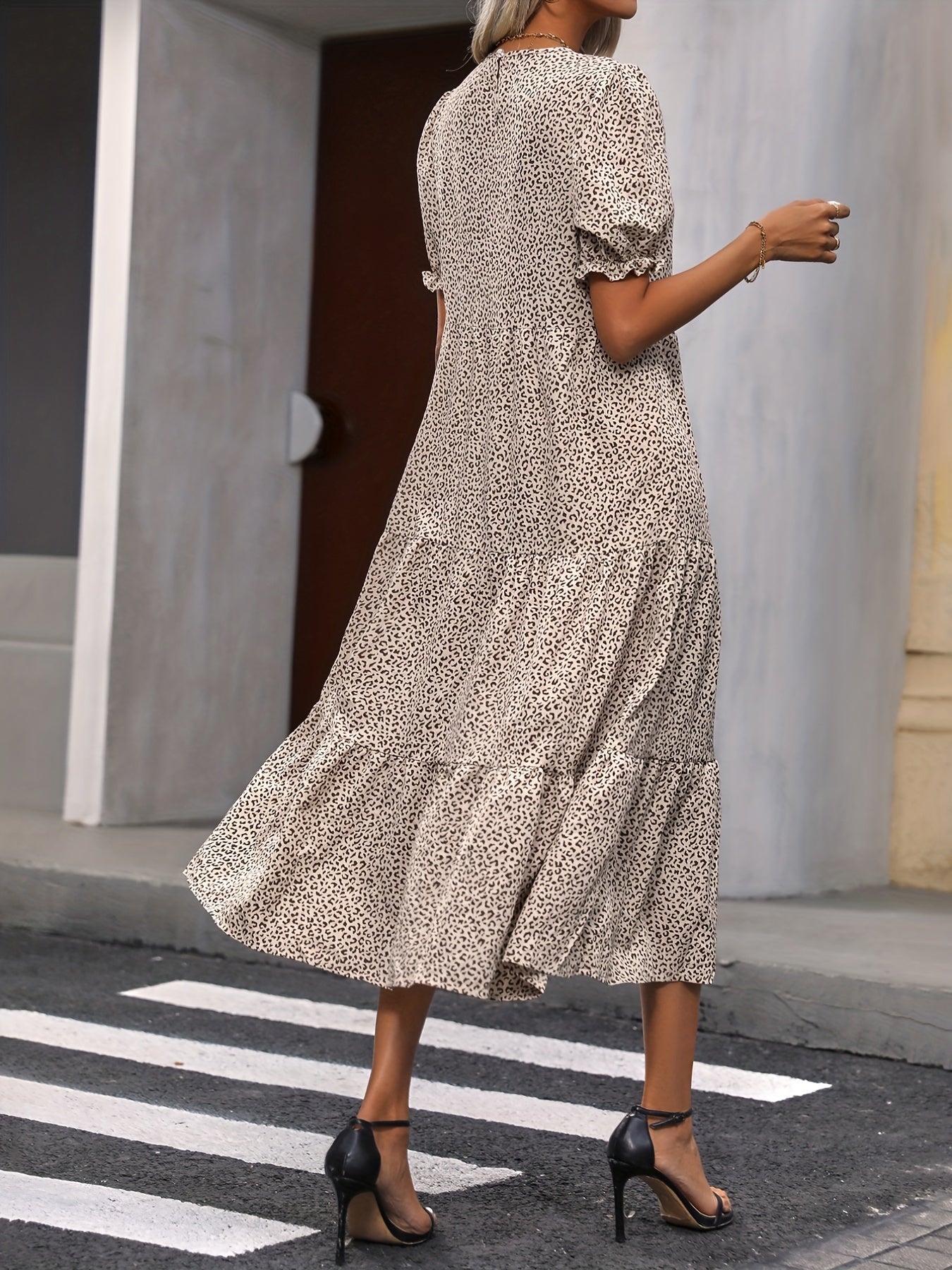 Adelina™ - Tiered Puff Sleeve Dress - Bandorial