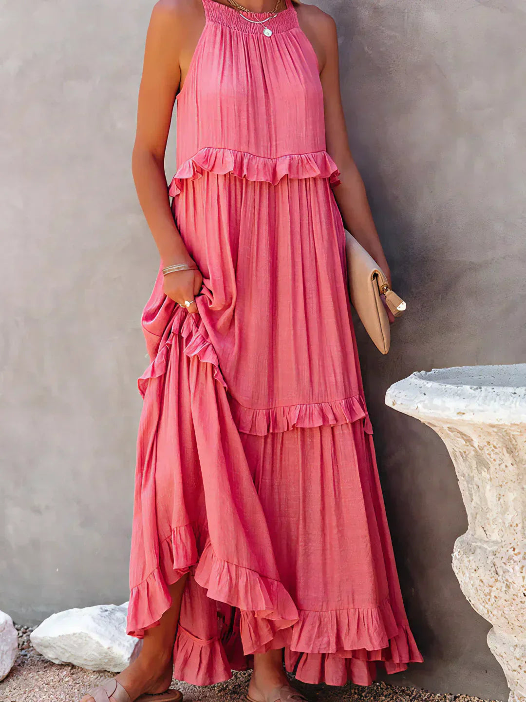 Emilia™ - Halter Ruffle Maxi Dress - Bandorial