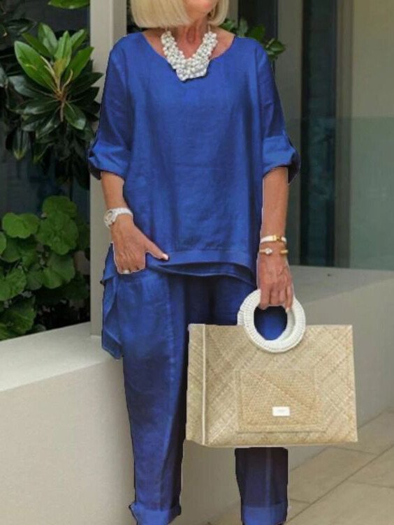 Danni - Round Neck 2 Piece Casual Suit