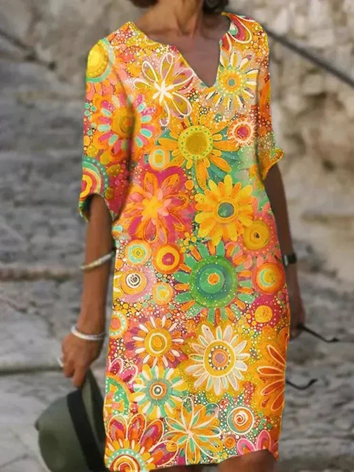 Beth™ - Colourful Floral Dress - Bandorial