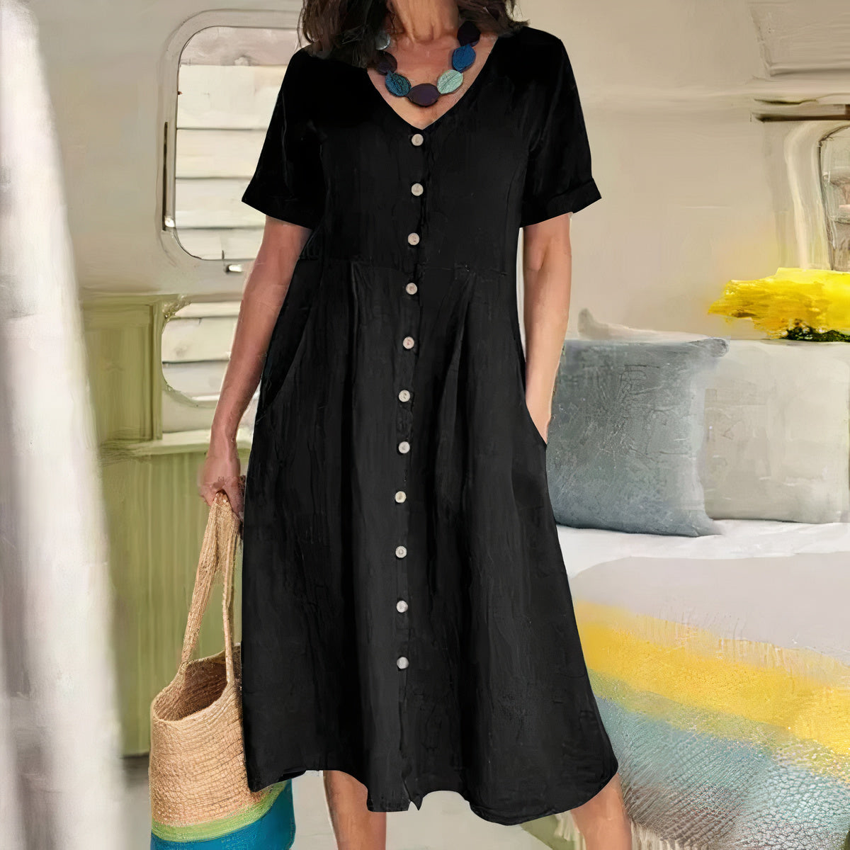 Yasmin™ - Effortless Buttoned Dress - Bandorial