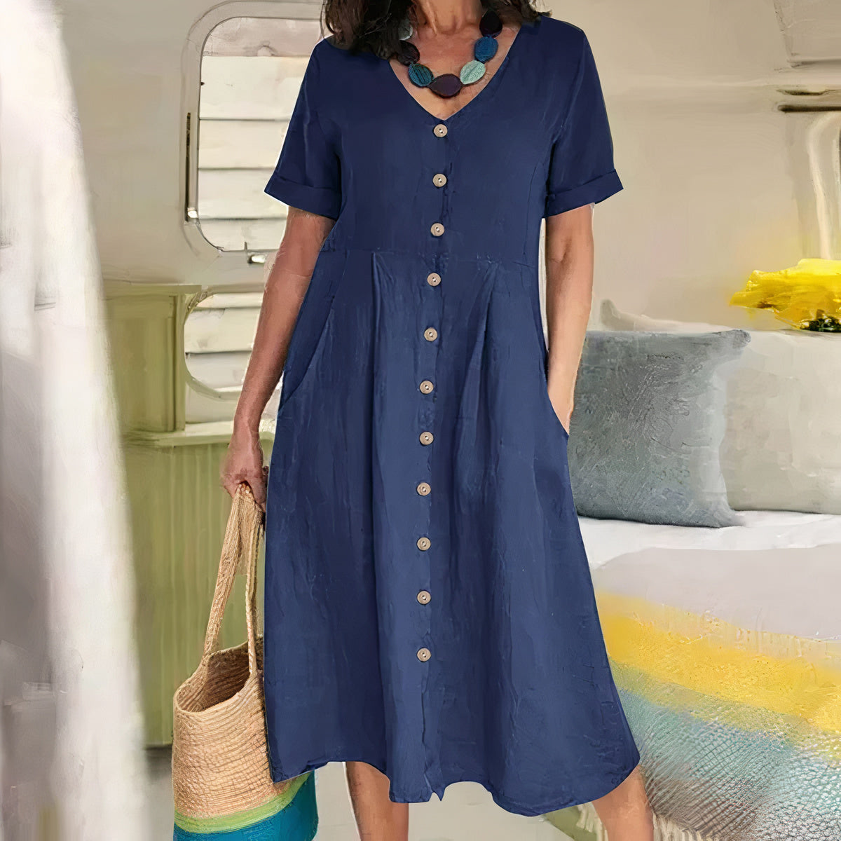 Yasmin™ - Effortless Buttoned Dress - Bandorial