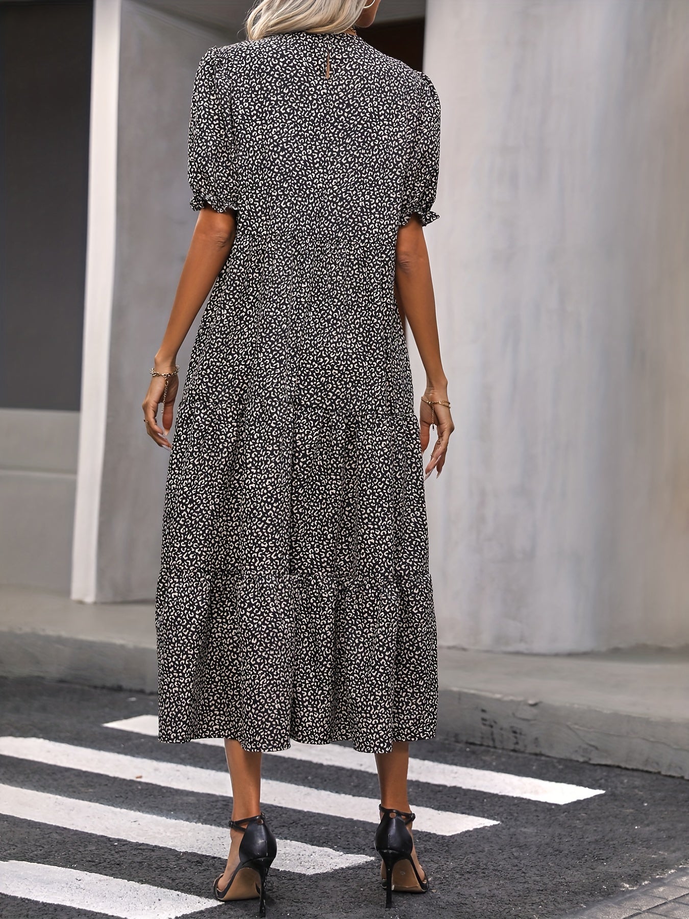 Adelina™ - Tiered Puff Sleeve Dress - Bandorial