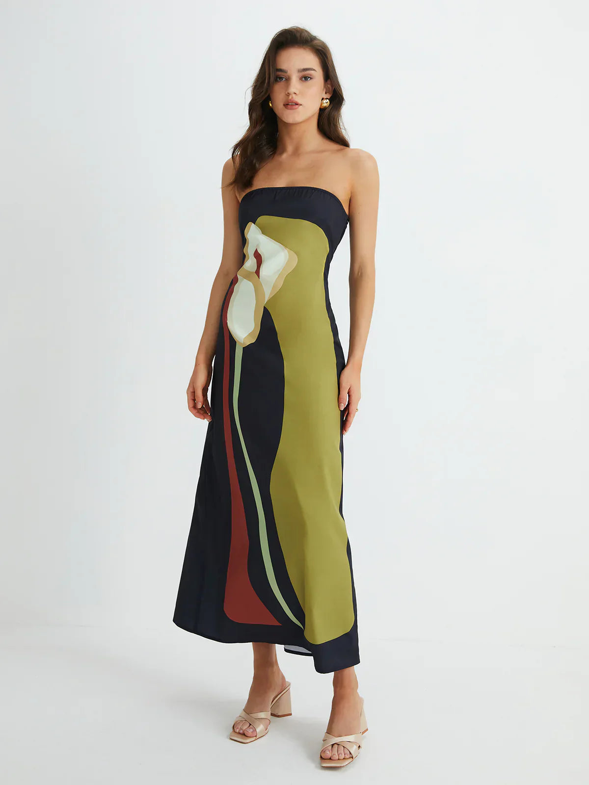 Lilia™ - Abstract Strapless Maxi Dress - Bandorial