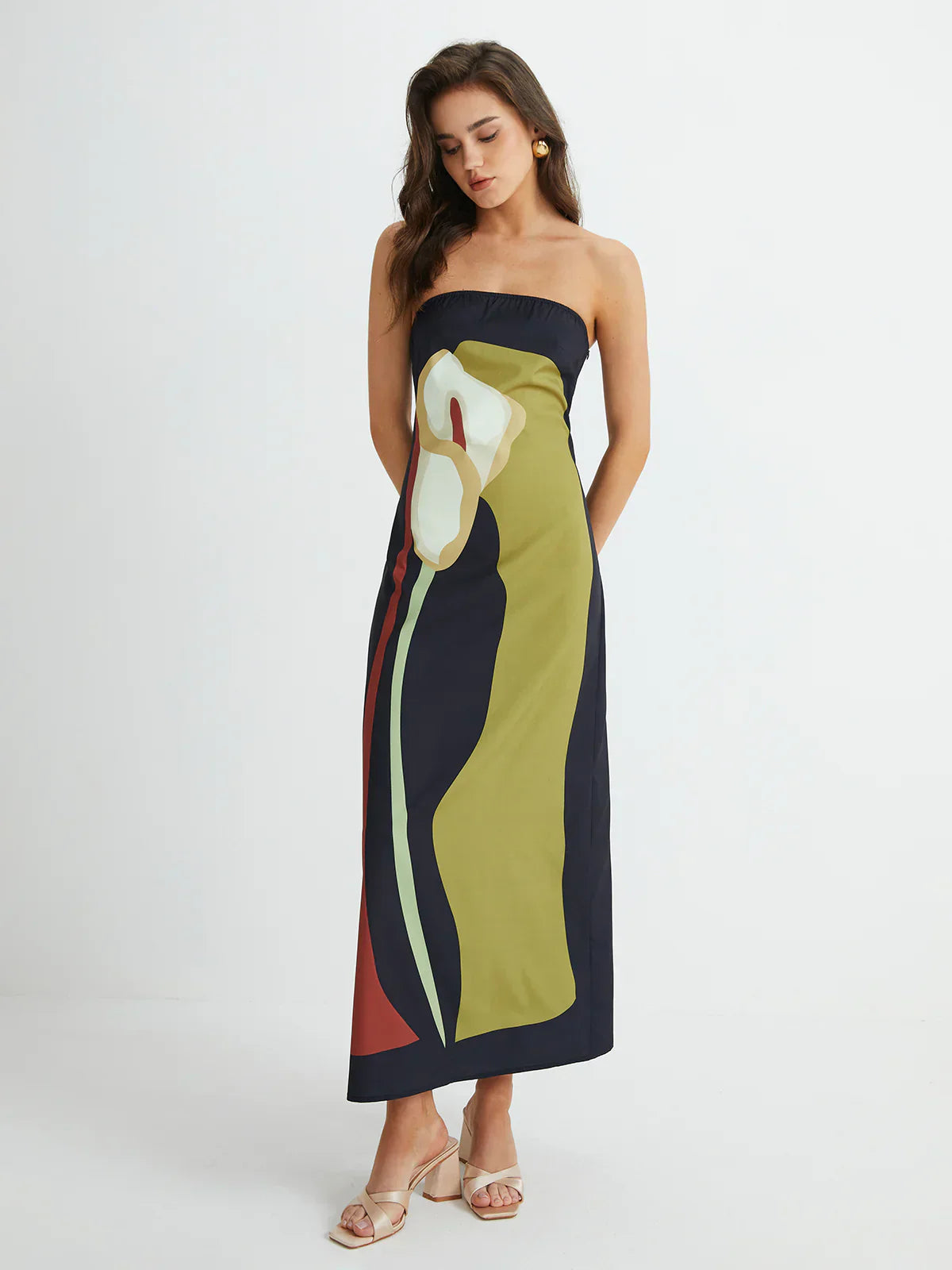 Lilia™ - Abstract Strapless Maxi Dress - Bandorial