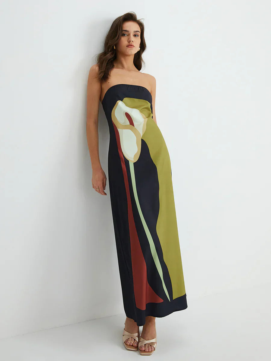Lilia™ - Abstract Strapless Maxi Dress - Bandorial