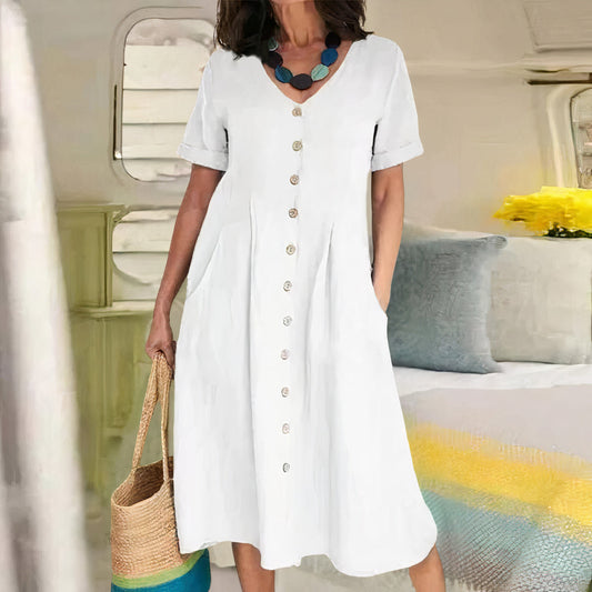 Yasmin™ - Effortless Buttoned Dress - Bandorial
