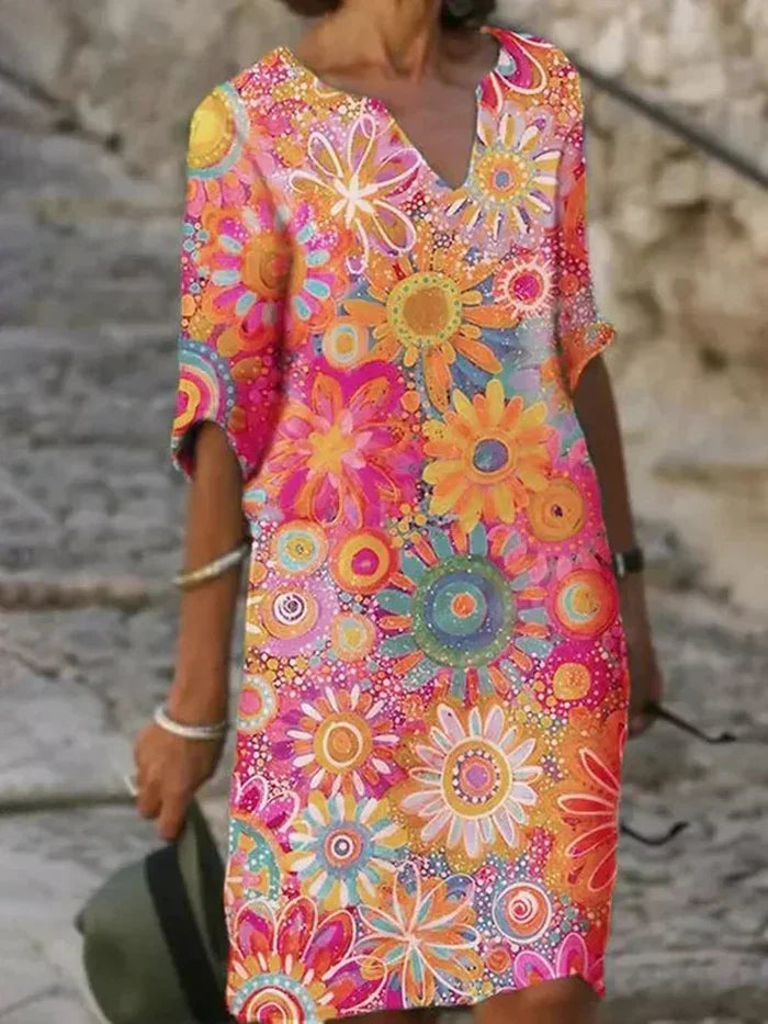 Beth™ - Colourful Floral Dress - Bandorial