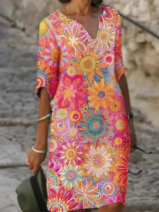 Beth™ - Colourful Floral Dress - Bandorial