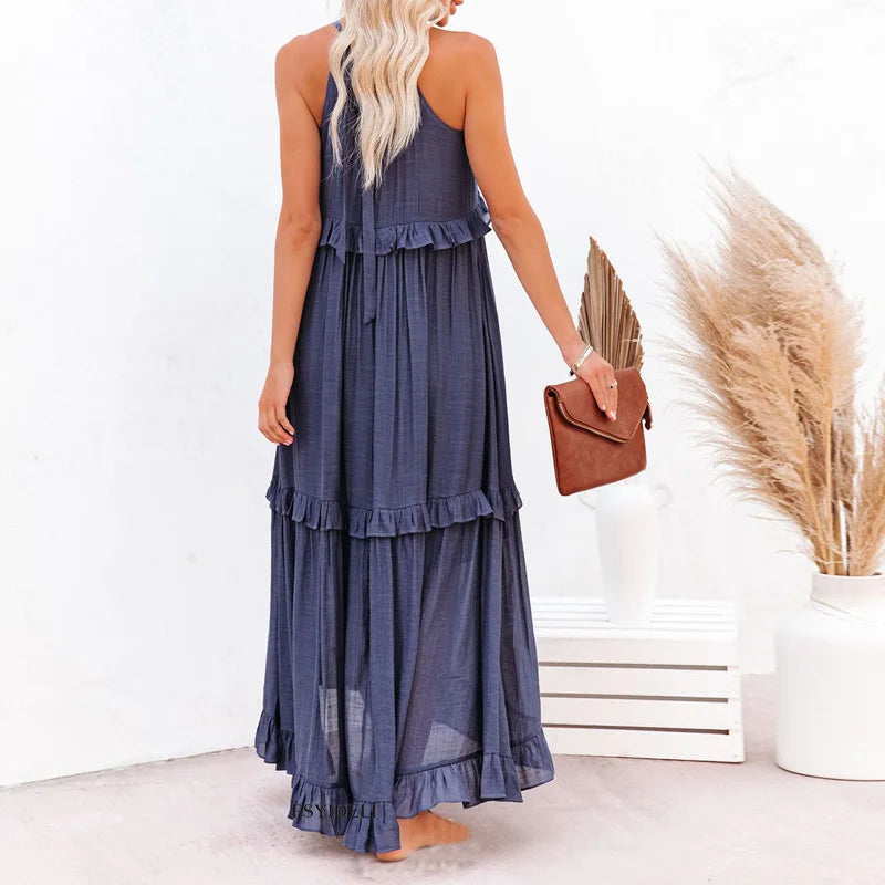 Emilia™ - Halter Ruffle Maxi Dress - Bandorial