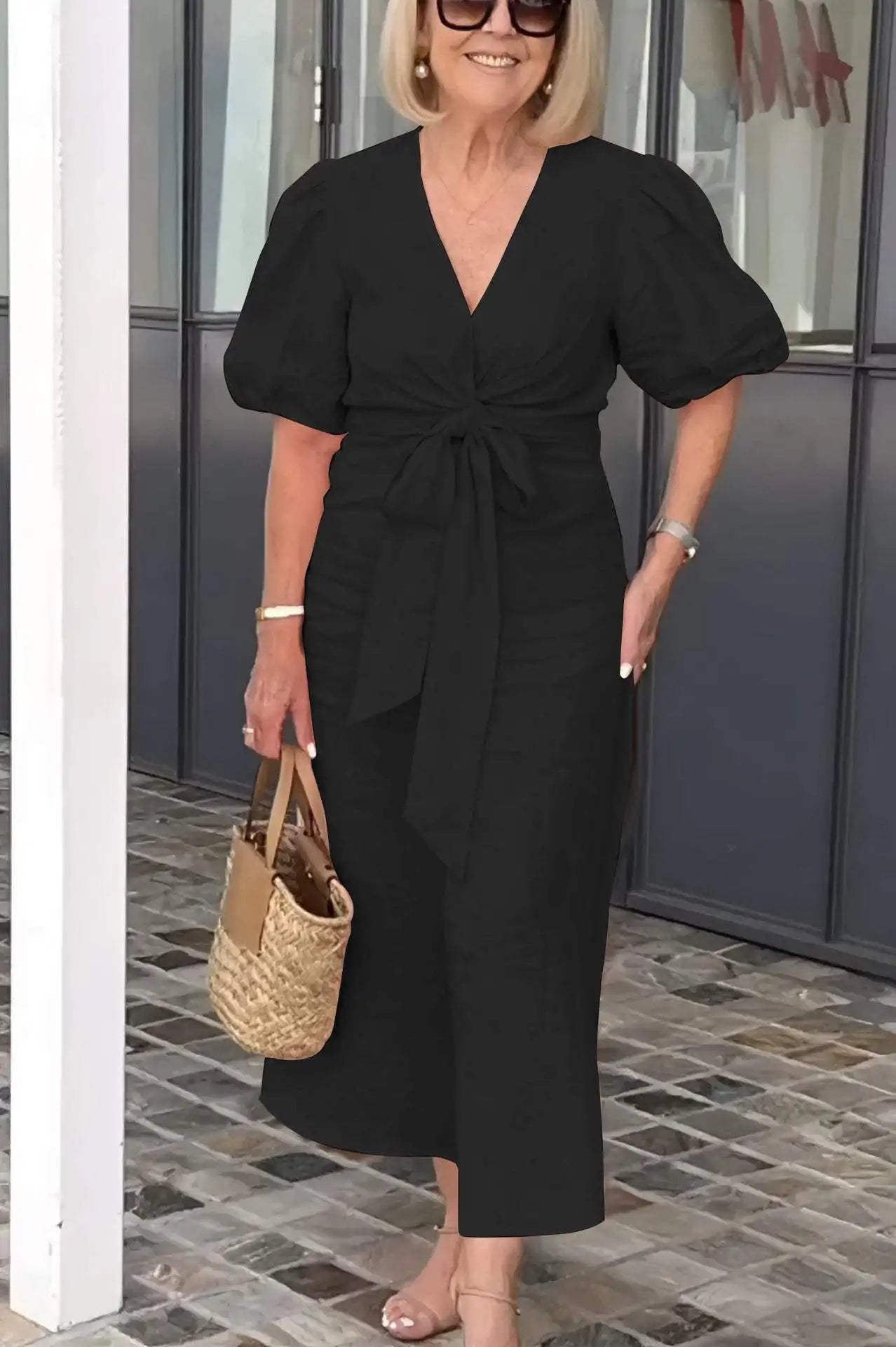 Shayla™ - Elegant V-Neck Dress - Bandorial