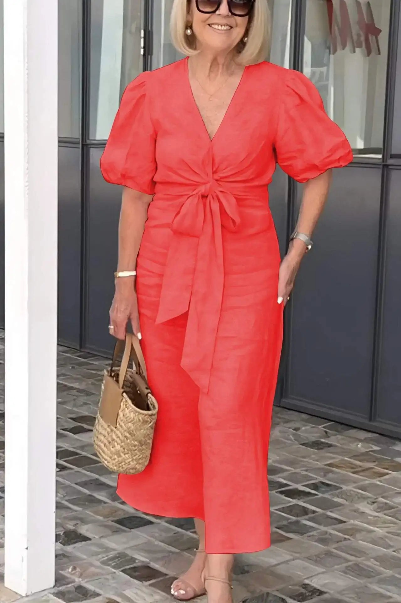 Shayla™ - Elegant V-Neck Dress - Bandorial