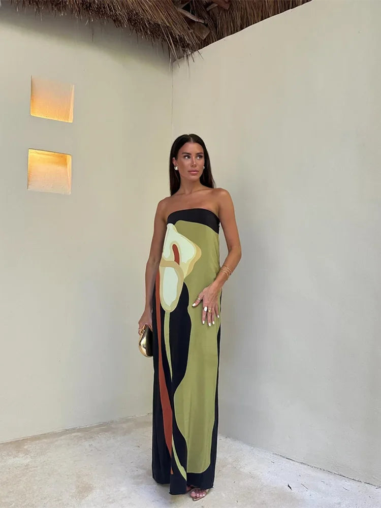 Lilia™ - Abstract Strapless Maxi Dress - Bandorial