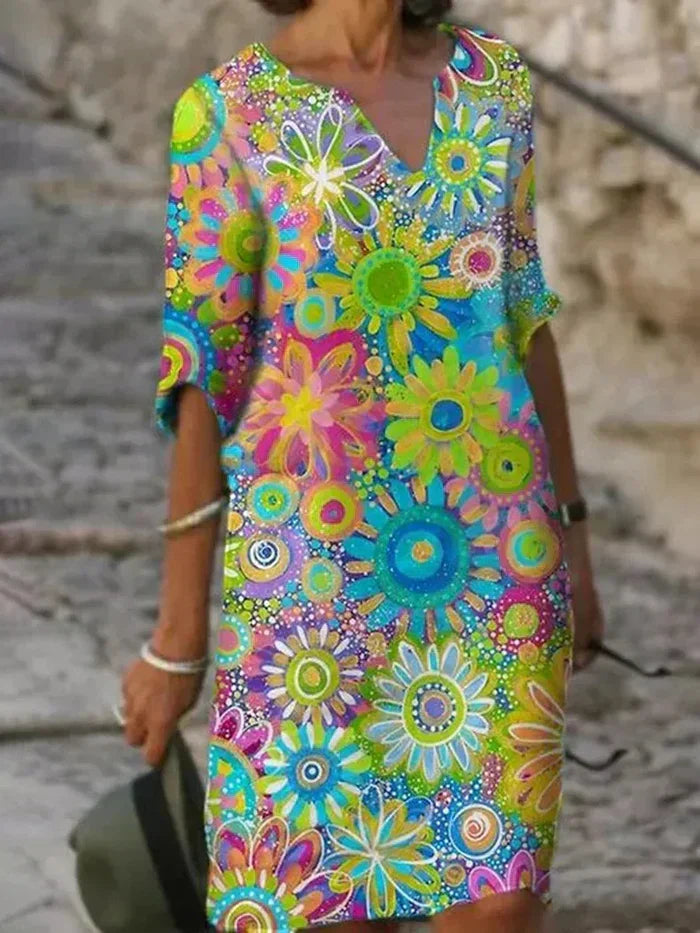 Beth™ - Colourful Floral Dress - Bandorial