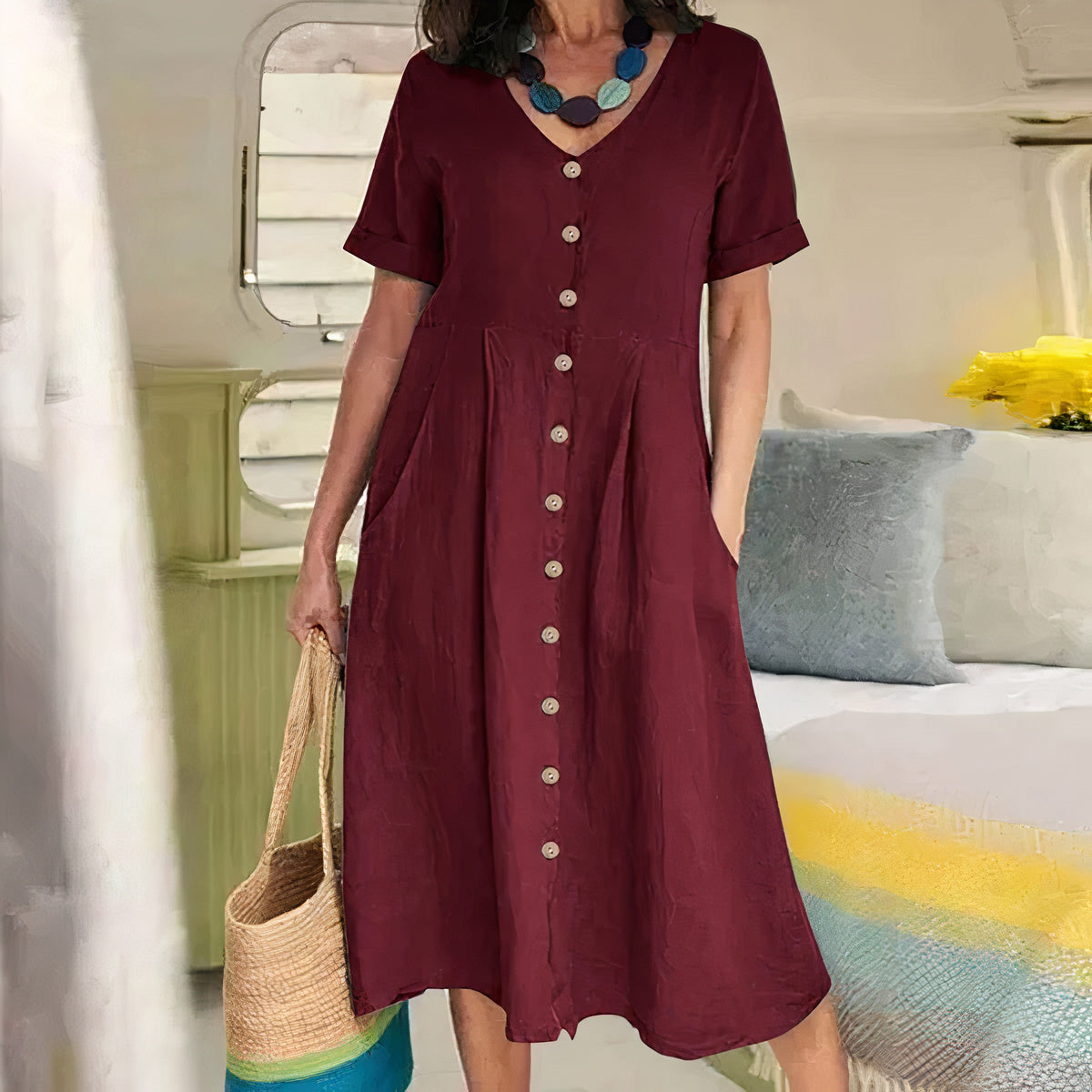 Yasmin™ - Effortless Buttoned Dress - Bandorial