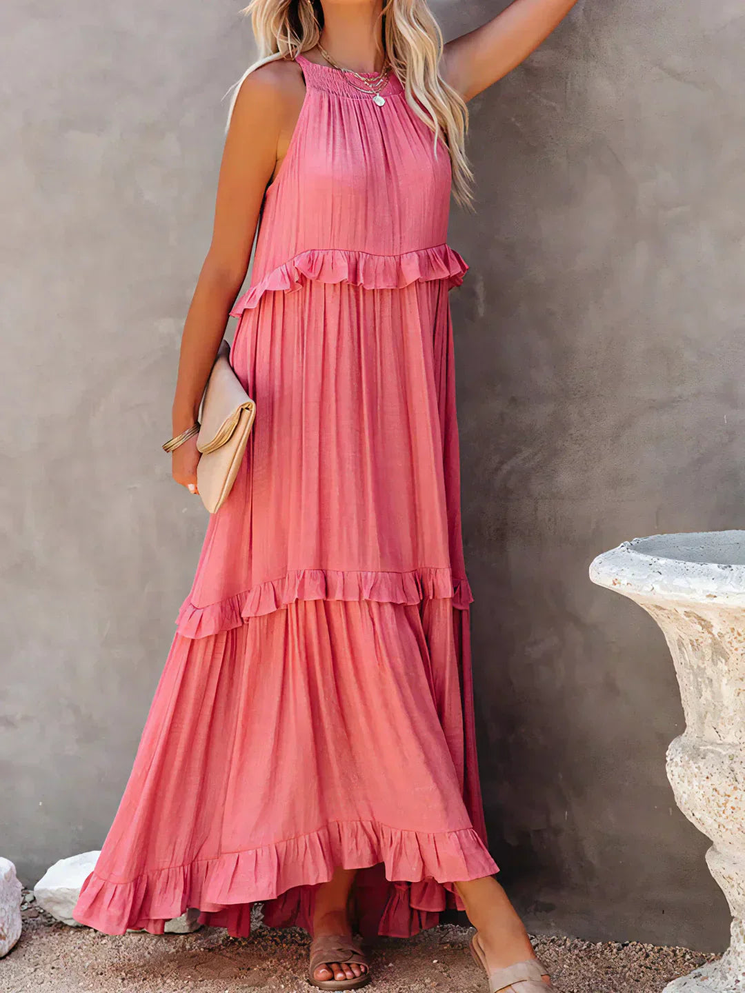 Emilia™ - Halter Ruffle Maxi Dress - Bandorial