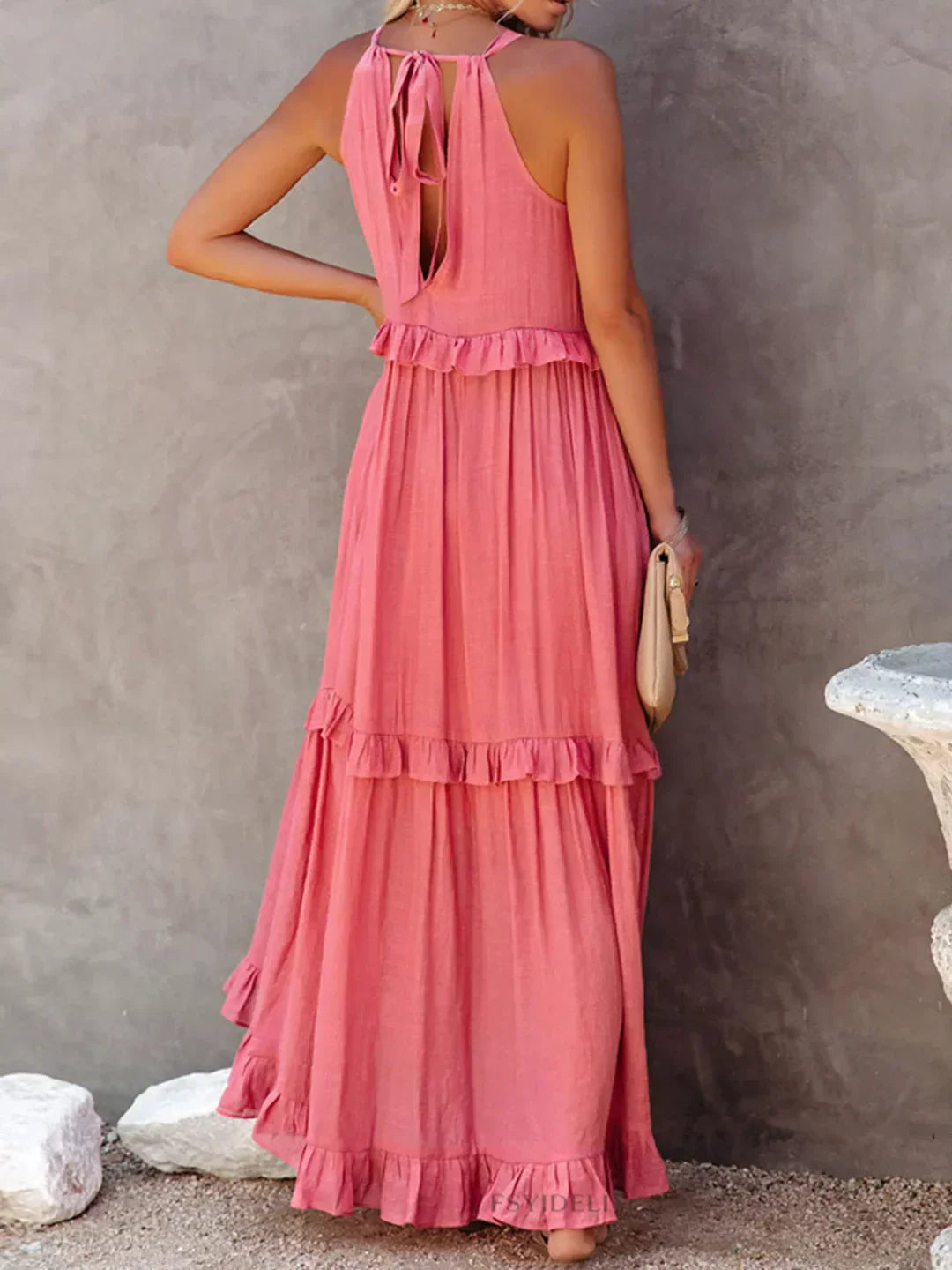 Emilia™ - Halter Ruffle Maxi Dress - Bandorial
