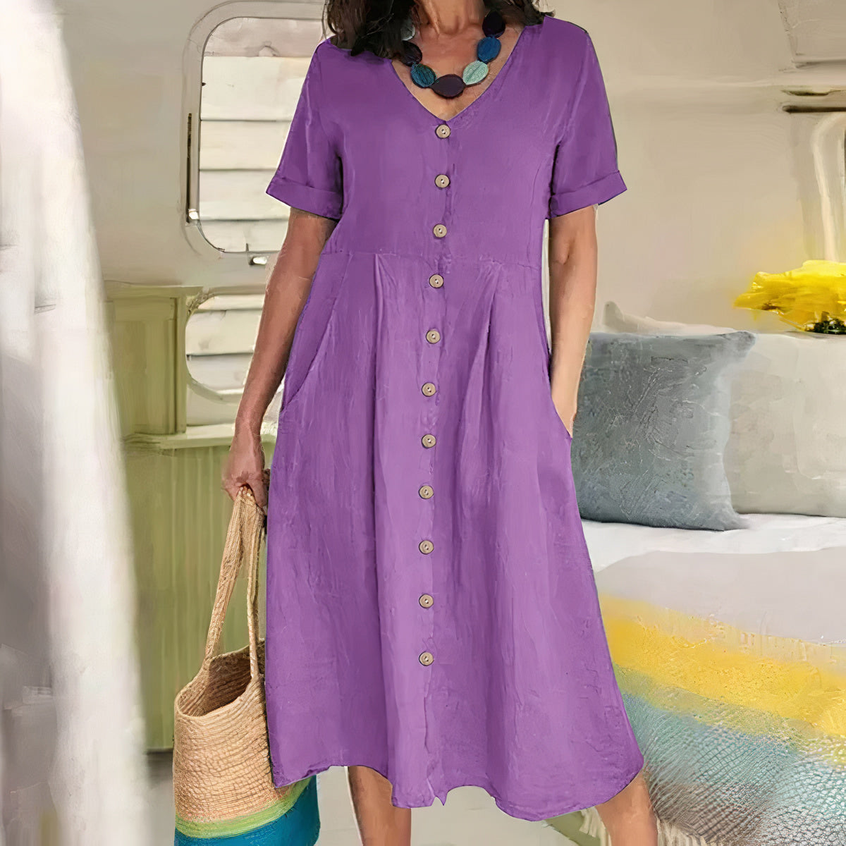 Yasmin™ - Effortless Buttoned Dress - Bandorial