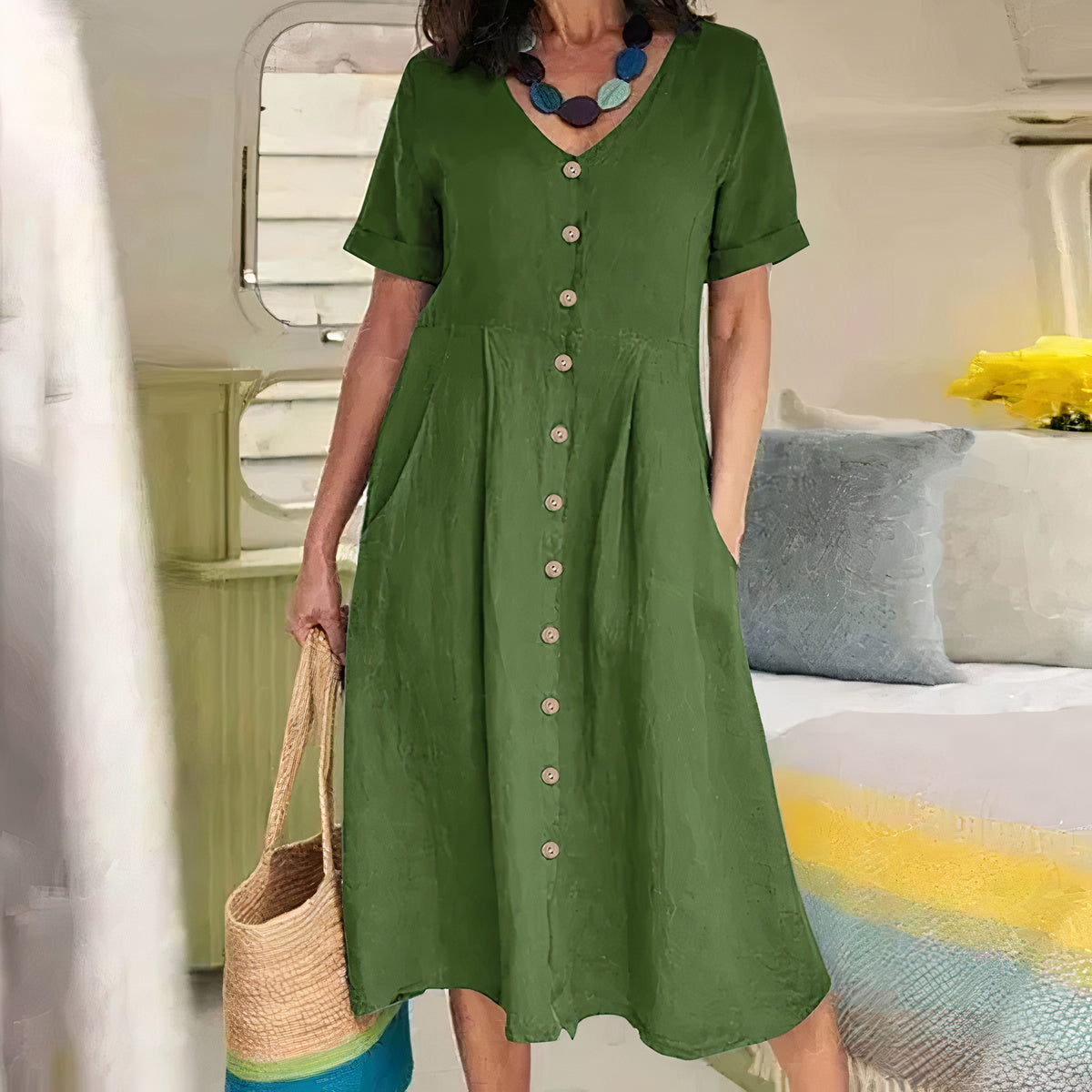 Yasmin™ - Effortless Buttoned Dress - Bandorial
