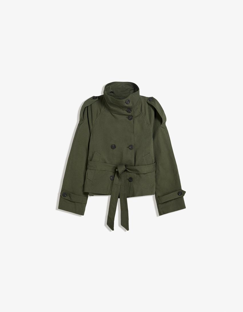 Women's Double Breasted Cropped Trench Coat