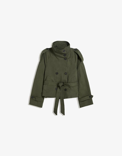 Women's Double Breasted Cropped Trench Coat