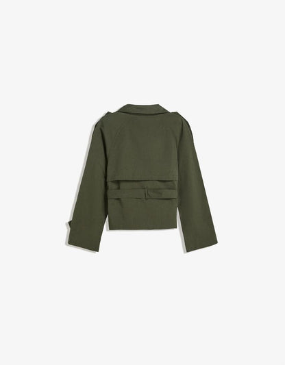 Women's Double Breasted Cropped Trench Coat