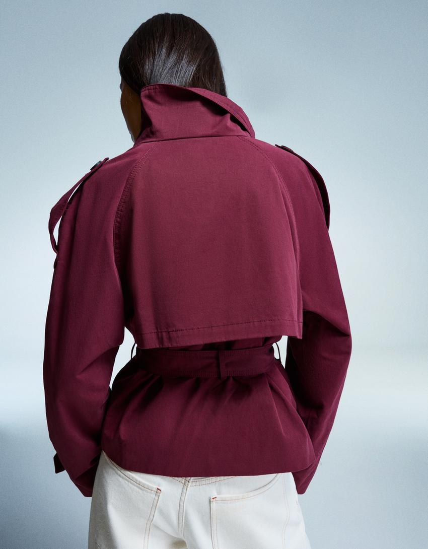 Women's Double Breasted Cropped Trench Coat